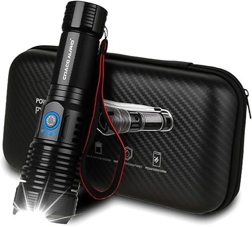 Miniatura 2 de Linternas recargables de alto lúmenes, súper brillante, 50000 lúmenes, potente linterna y linterna táctica con caja de regalo, 5 modos, impermeable,