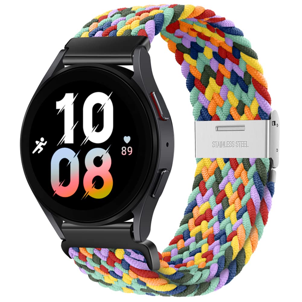 20mm Sport Loop Band Compatible with Samsung Galaxy Watch 7 6 5 4 Band 40mm 44mm/Watch 5 Pro 45mm/Galaxy Watch 4 6 Classic Band 42mm 46mm 43mm 47mm/Watch 3 41mm/Active 2 Nylon Braided Strap Women Men