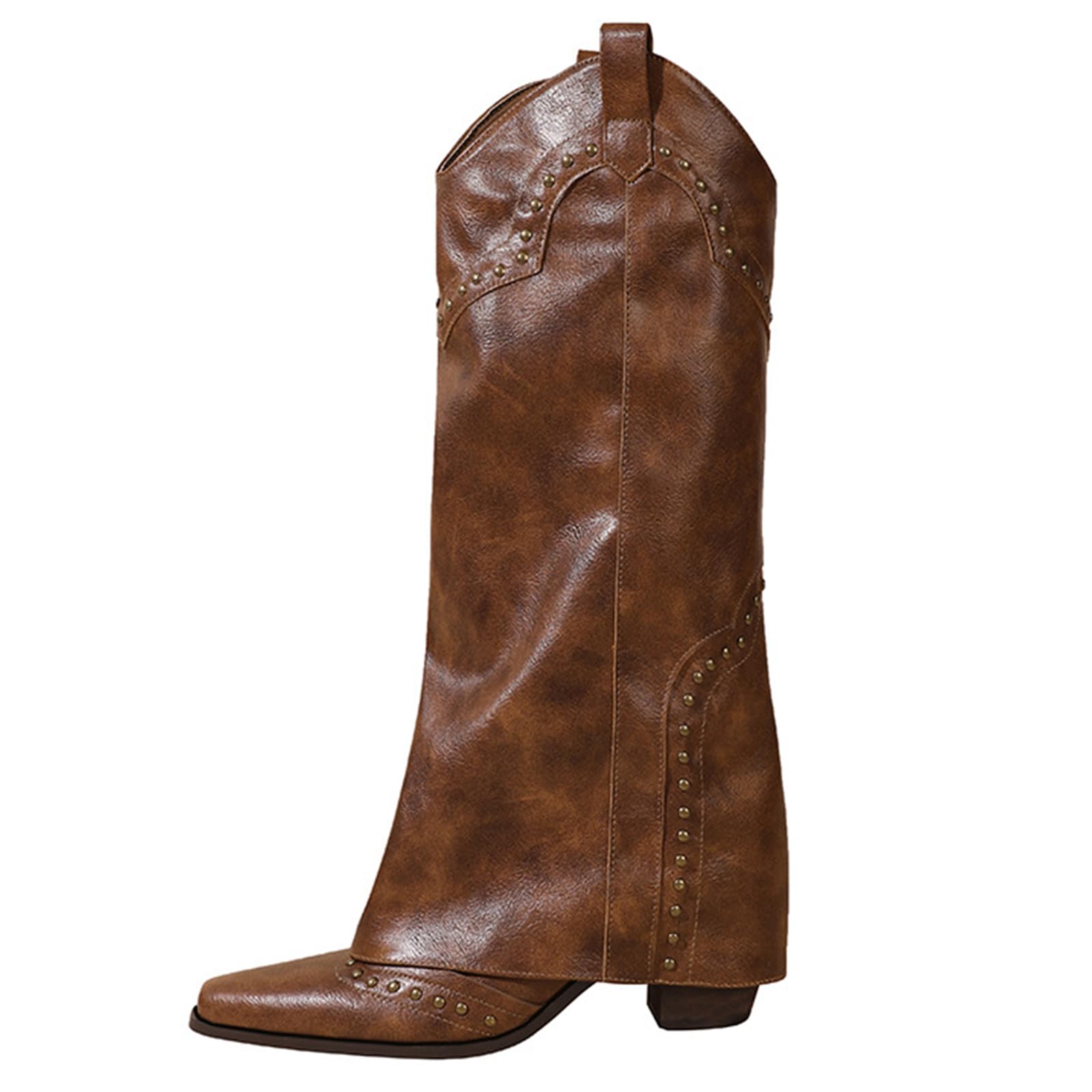 Damskie buty kowbojskie do kolan western szpiczasty nosek blokowy obcas