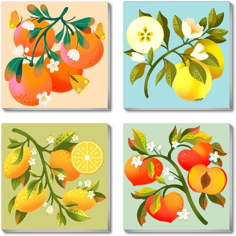 Image of Eiazuiks 4 Packs Stamping Cross Stitch Kit, Fruits Counting Cross Stitch Kit for Adult Beginners, Full Line DIY Stitching Kit for Home Decor Cross Stitch Patterns 12x16 inches