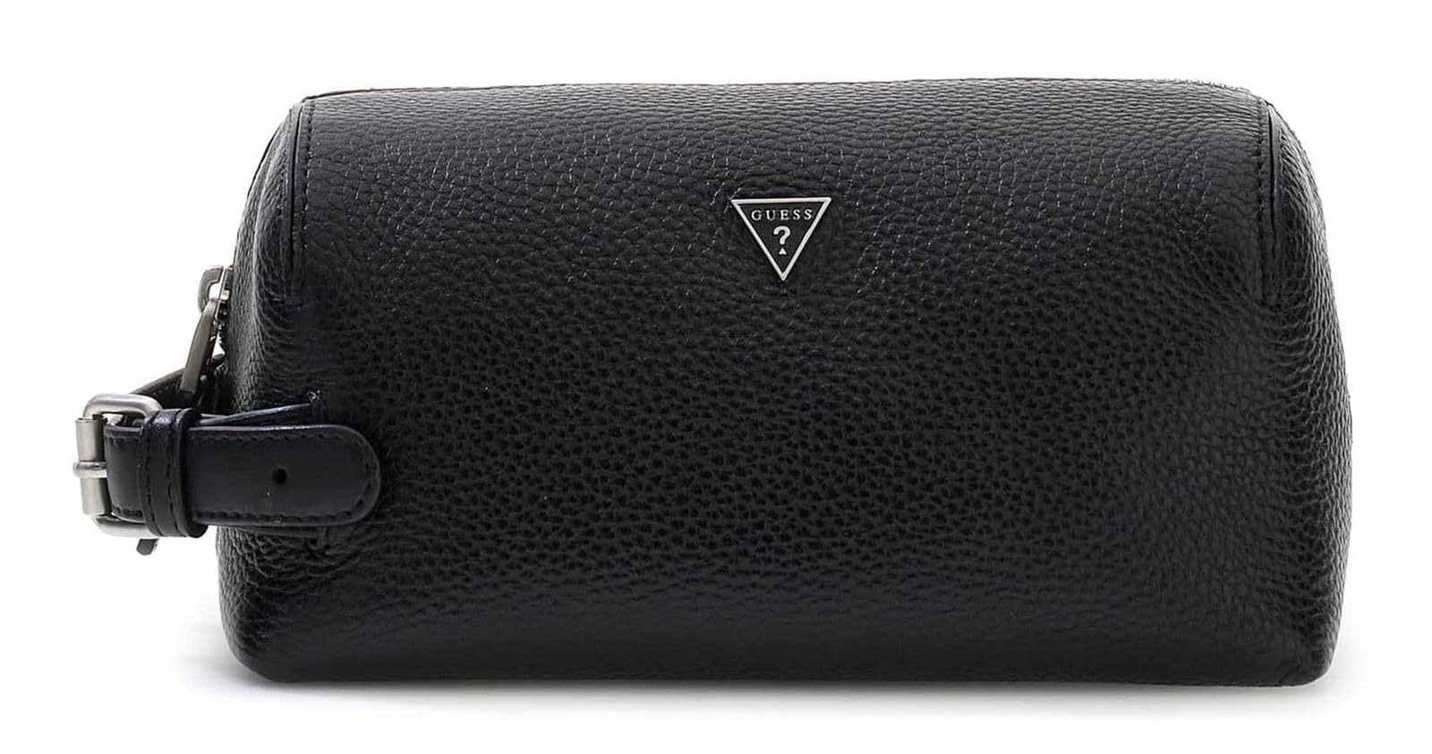 GUESS Pelle borsa da toilette Monaco Necessaire Black nero