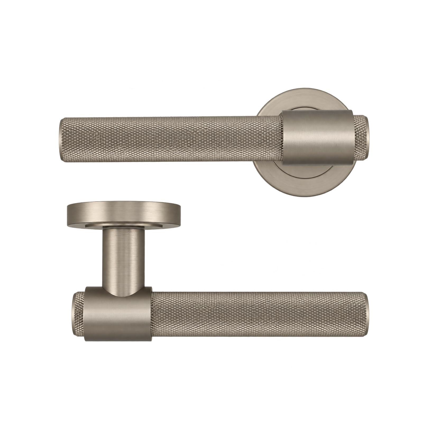 AXS Dakota Internal Door Handles on Rose – Lever Handle Pair for Wooden Doors – Modern Concealed Fix – Fits Standard UK Tubular Latch (Satin Nickel, Handles Only)