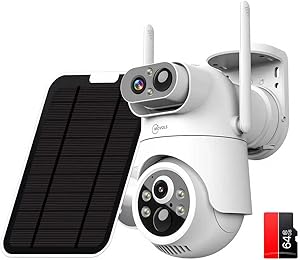 Solar 4G Cellular Dual Lens Camera Wireless Outdoor with 64G TF Card, Auto Tracking, 4MP HD Off Grid Camera asin的图片