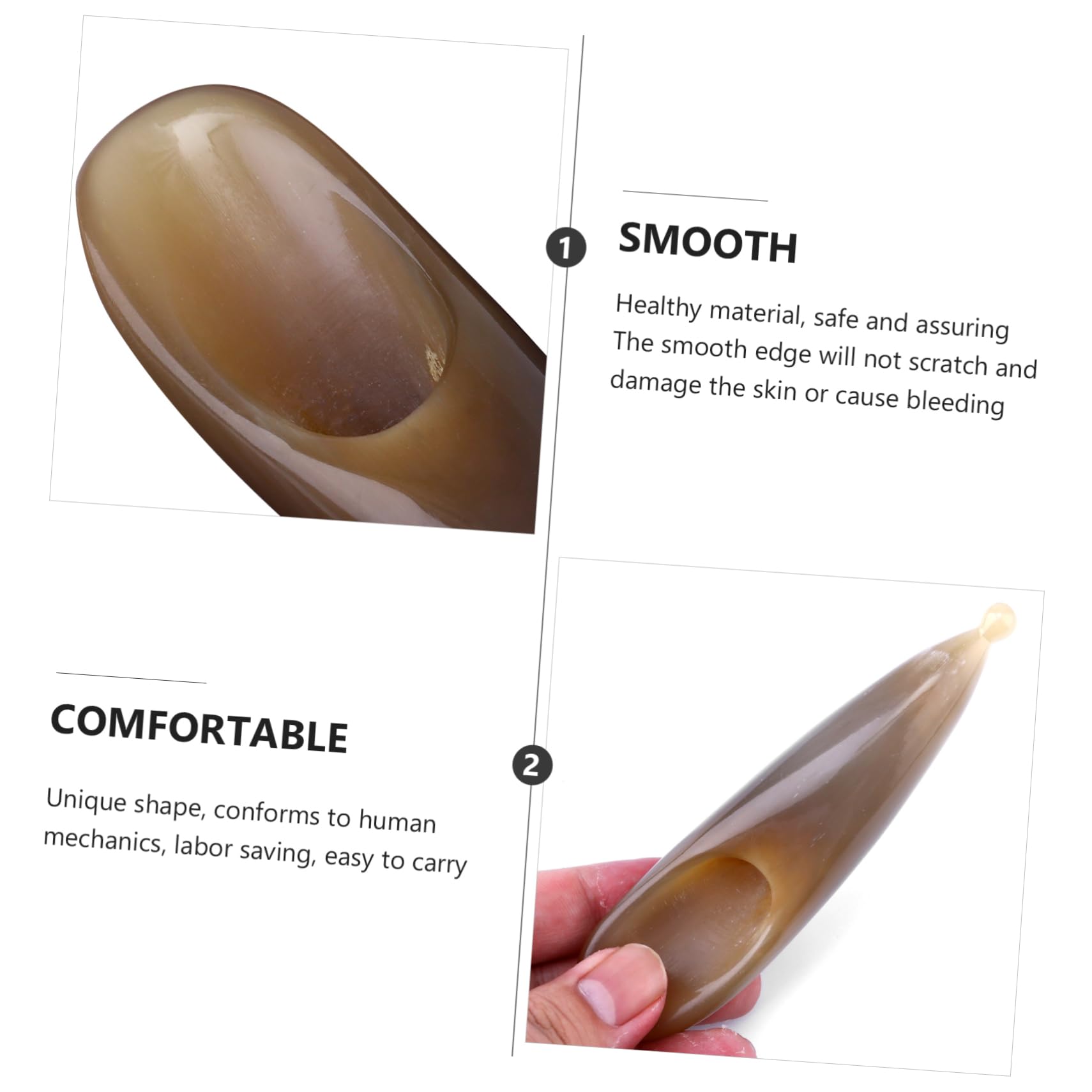 Ipetboom Scalp Scraping Tube Handmade Bovine Horn Massage Stick Scalp Massager Muscle Relief Tool