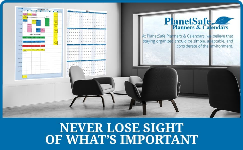 Miniatura 3 de Gestor de tiempo verde tierra de 9 columnas de 13 horas para trabajo, personal o pequeña empresa, 24 pulgadas de ancho x 36 pulgadas de alto, viene