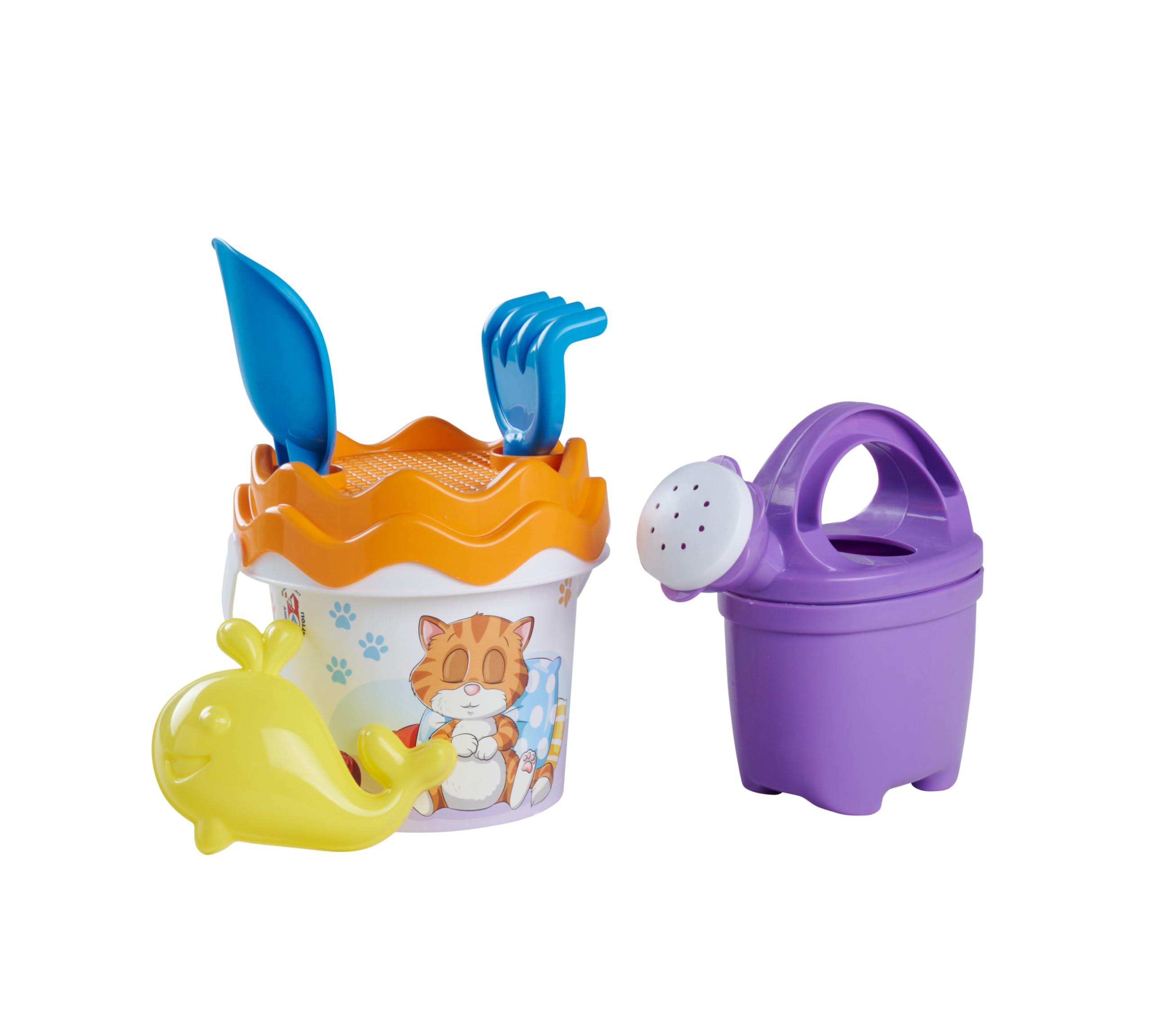 SIMBA 107114719 Cat Baby Bucket Set, 6 Pieces, Bucket, Strainer, Sand Shape, Shovel, Rake, Waterer, Height: 11 cm, D: 14 cm