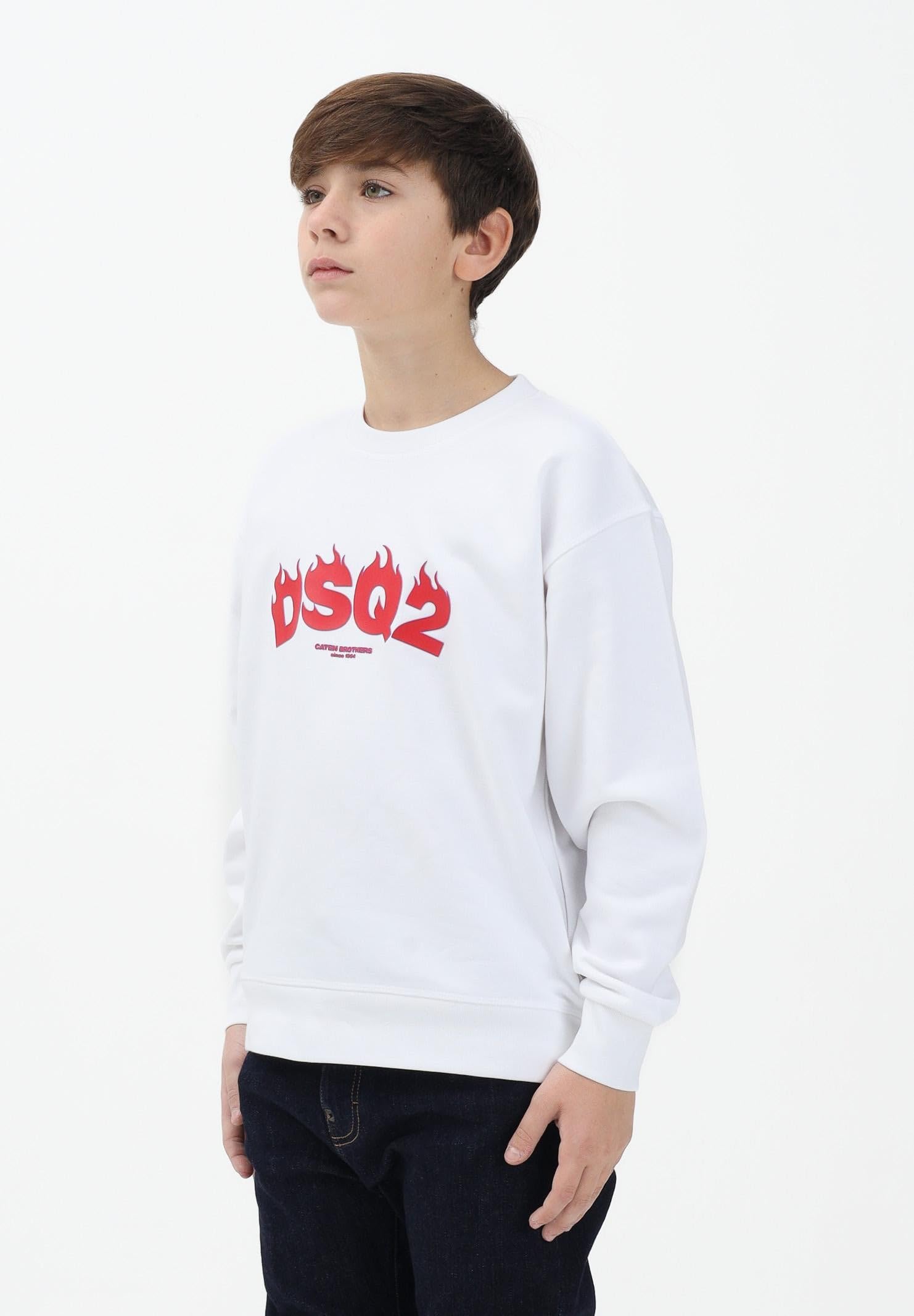 DSQUARED2 DSQ2 Logo Biała bluza z okrągłym dekoltem dla chłopców, dziewcząt i kobiet
