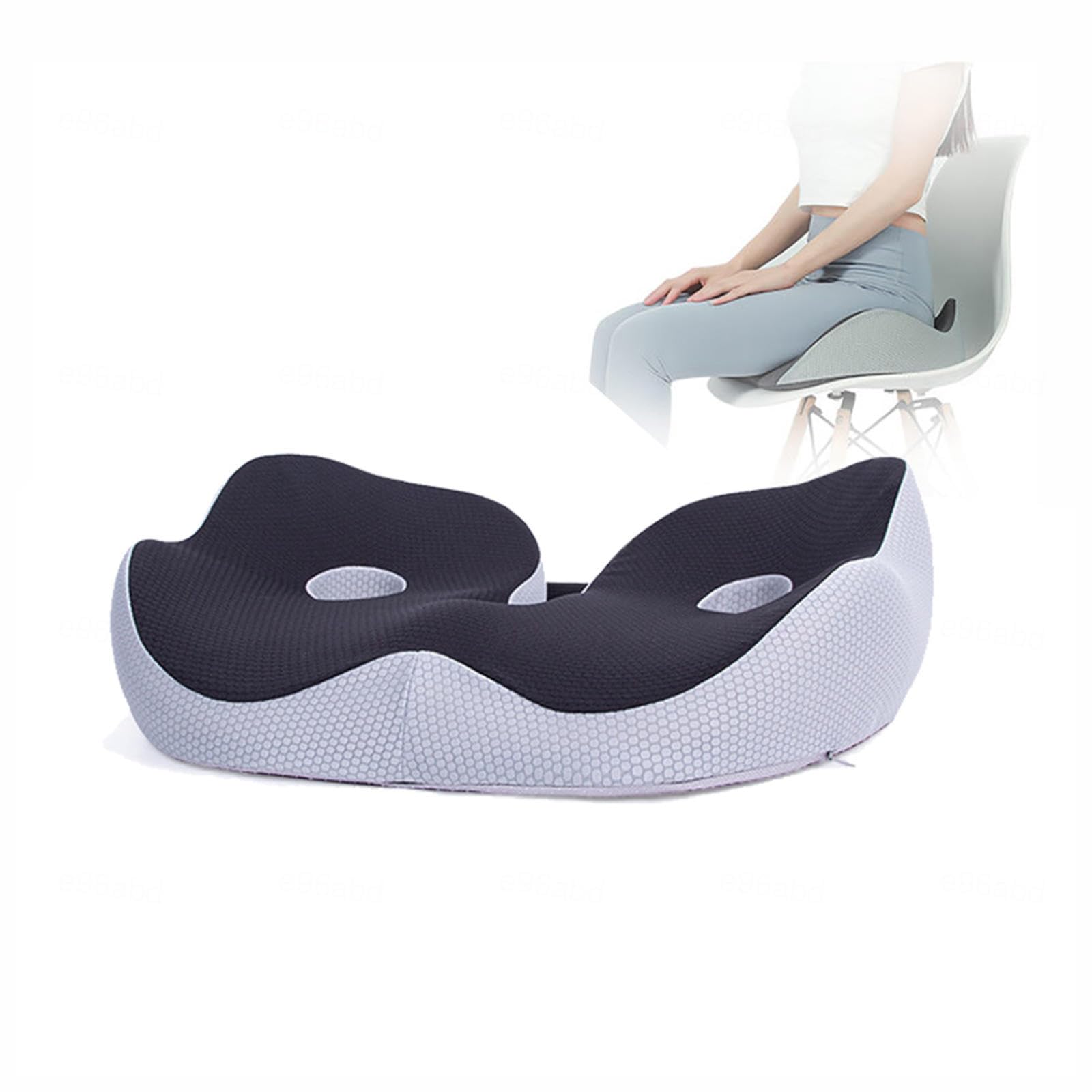 HAZARA Cojín Ortopédico, Cojín Coche Lavable Ergonómico, Cojin Antiescara para Largas Horas Sentadas En La Oficina,Automóvil,B-Black