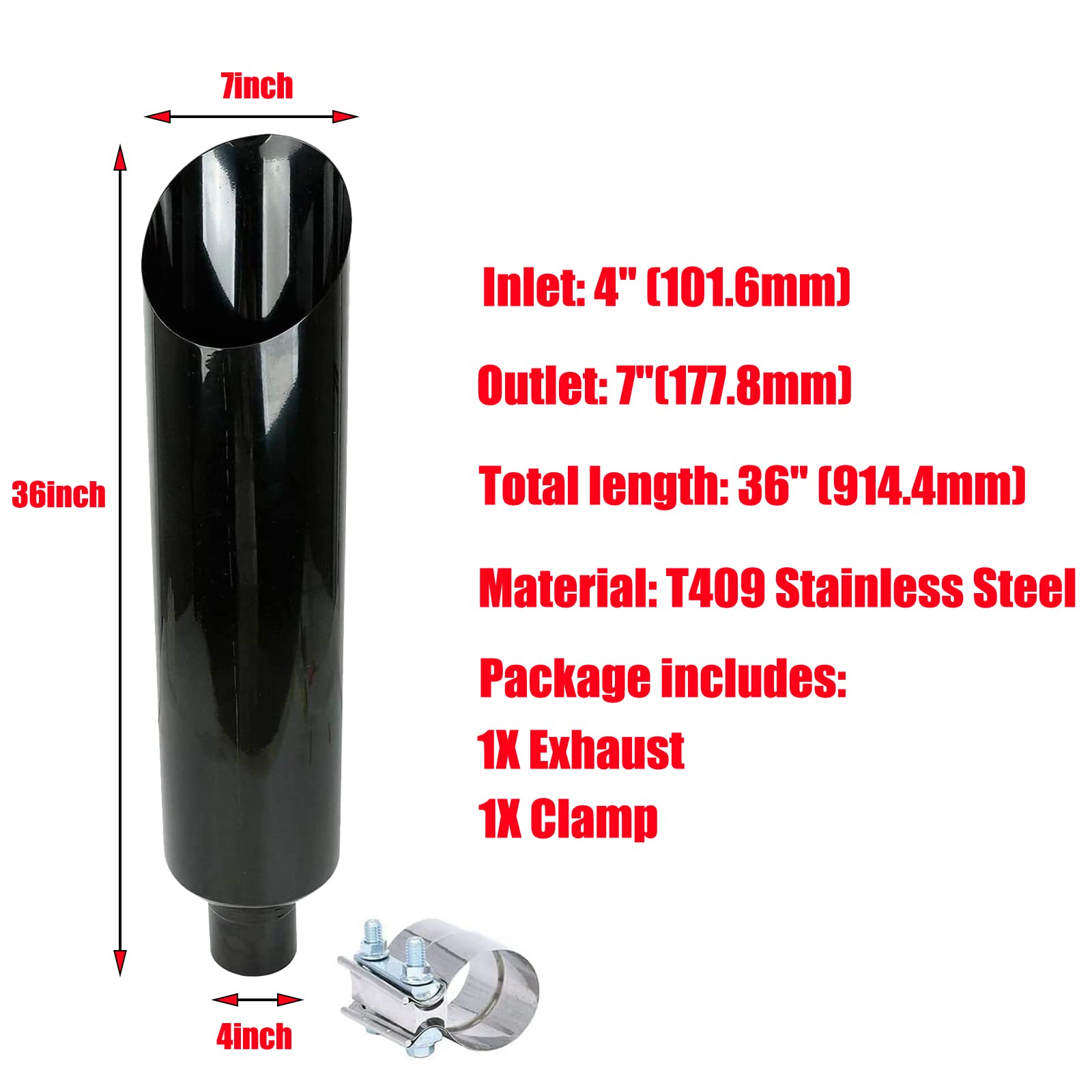Inlet Stack Support Snapklik.com : LucaSng 4 Inch Inlet 7 Inch Outlet Gloss Black Stainless ...