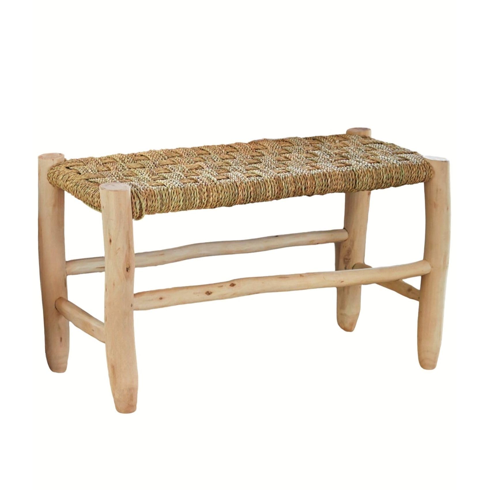 Home Maison - Banc marocain doum tressage Central Bois Naturel 80 x 35 x 35 cm