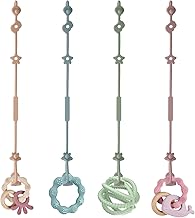 Vicloon Catenelle Per Ciuccio, 4PCS Catena Ciuccio, Cordino Ciuccio In Silicone Senza Bpa, Catenelle Porta Succhietto Per Sedie Di Sicurezza Passeggino Seggiolone, Colorato