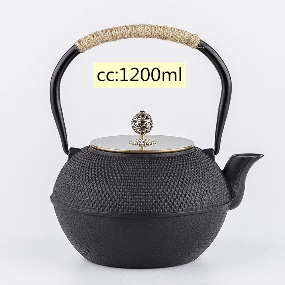 Home Induzione Stufa Addensare Ferro Teiera Infusore in Acciaio Inox Teiera in Ghisa Bollitore per Acqua Bollente tè Oolong-1200ml