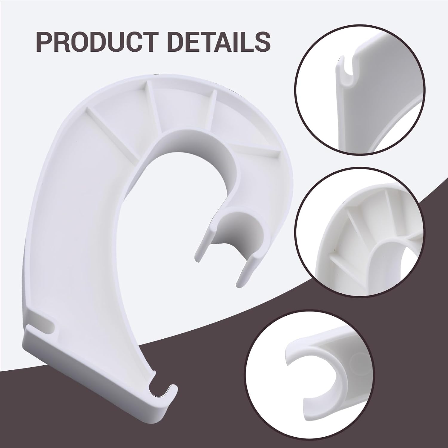 Closet Rod Support Hooks – 4Pcs Sturdy J-Shaped Closet Rod Holders for Hanging Clothes, Cabinets, & Curtains, Adjustable Closet Shelf Brackets, 3/4 Inch