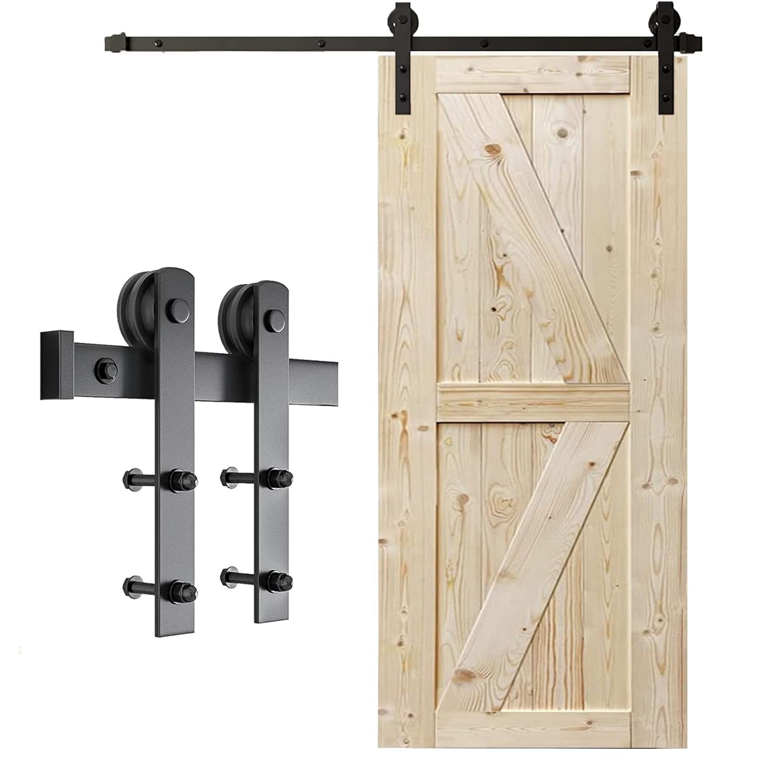 200cm Heavy Duty Sturdy Sliding Barn Door Hardware Kit -Smoothly and Quietly -Easy to install -Includes Step-By-Step Installation Instruction Fit 91cm-100cm Wide Door Panel