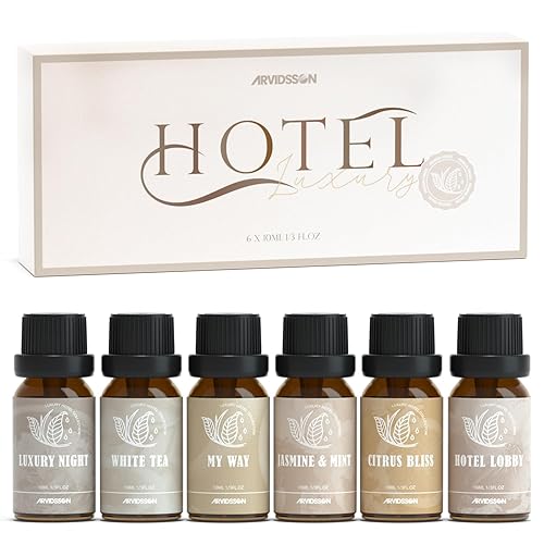 Hotel Diffuser Oils Gift Set, ARVIDSSON Luxury Fragrance Oil Blend, Hotel Scent Essential Oils for Diffuser, Jasmine & Mint, White Tea, Citrus Bliss, My Way, Gift for Women and Men - Hotel