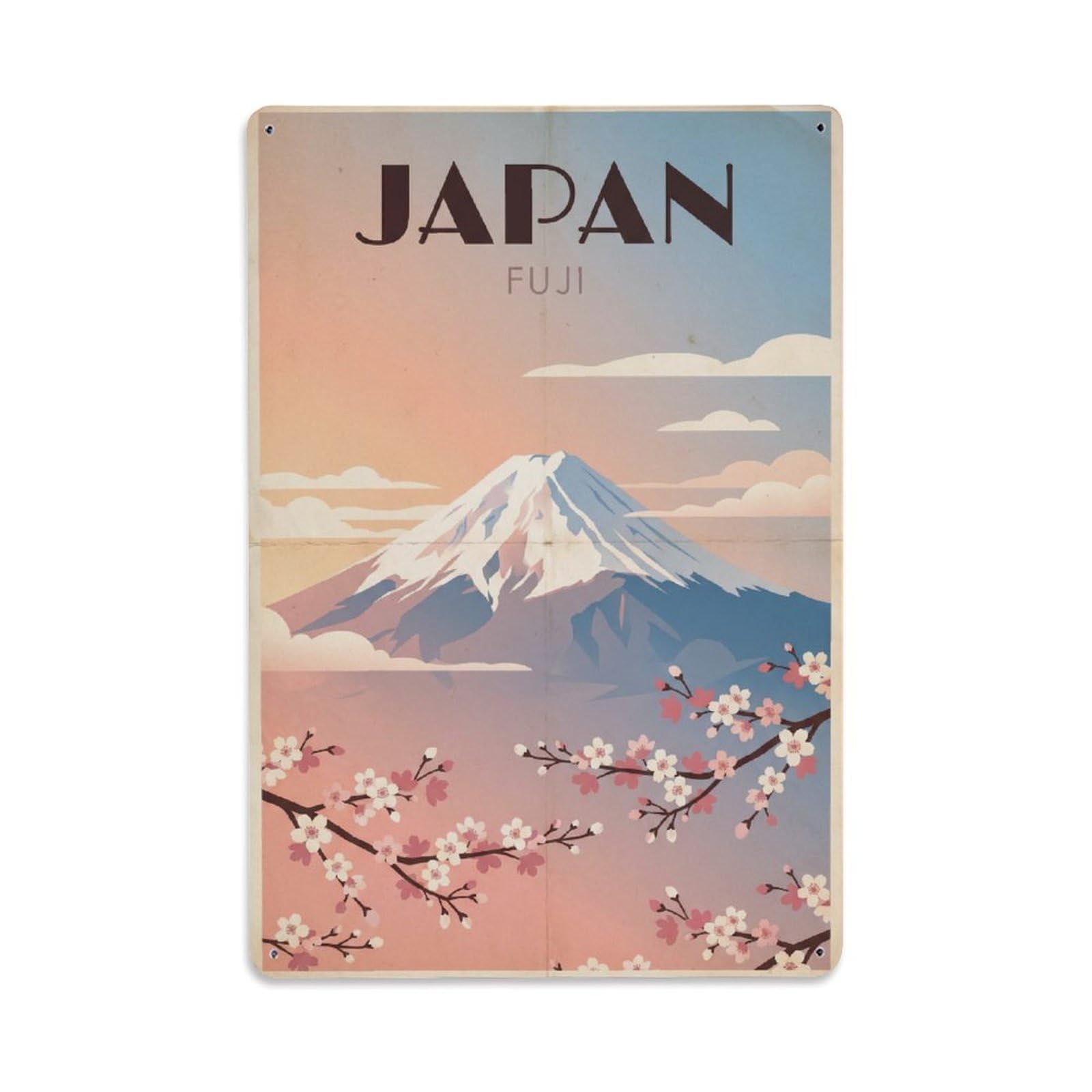 Metal Tin Sign Vintage Travel Japan Fuji