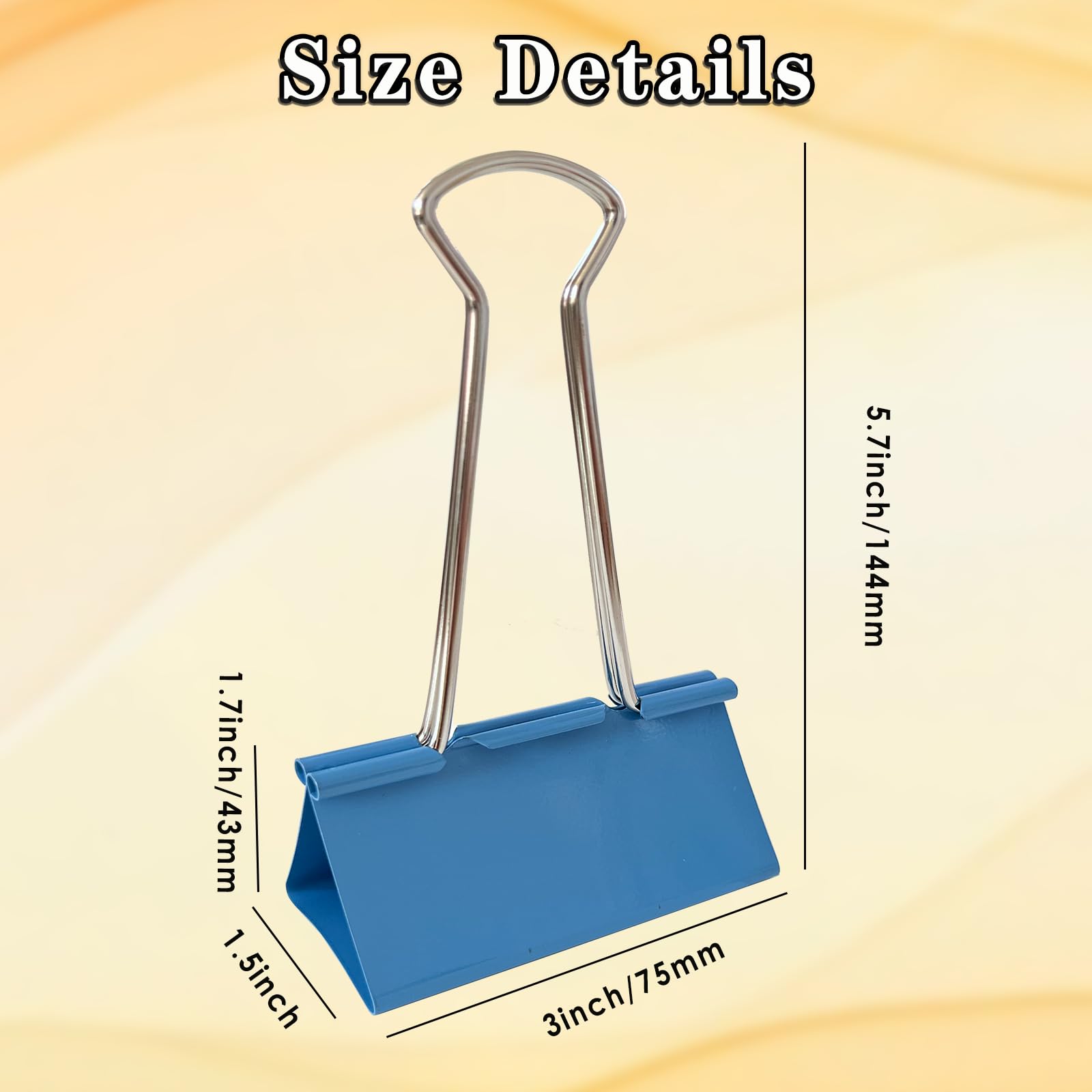 Jumbo-Binder-Clips, 7,6 cm, blau, extra groß, robust, für Bürobedarf, 18 Stück