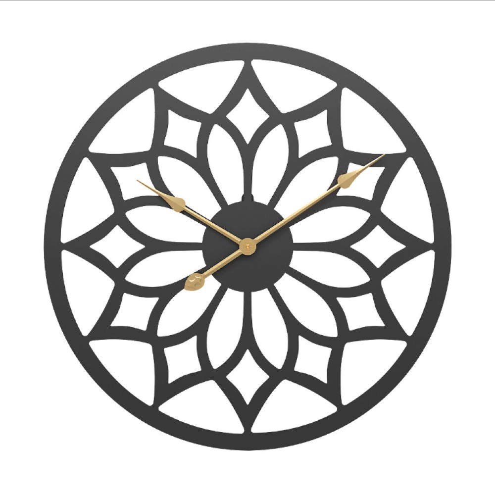 Horloge murale de jardin extérieur en fer noir de 50 cm à grands chiffres romains