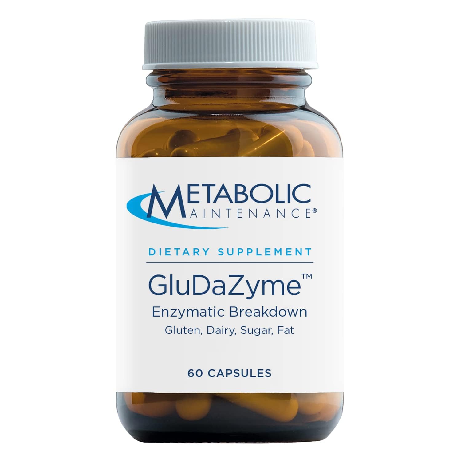 Metabolic Maintenance GluDaZyme - Digestive Enzymes to Support Gluten, Dairy, Carbohydrate + Protein Digestion - DPP-IV Blend with Lactase, Amylase, Lipase (60 Capsules)