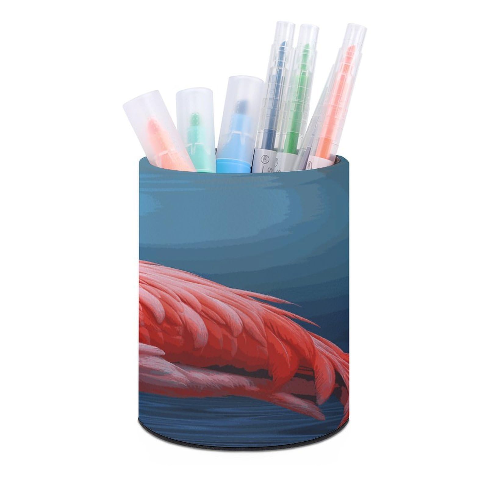 MUSM Animal Flamingo Pen Holder Large Capacity Pen Holder Modern PU Pencil Holders Durable Waterproof Pens Cup for Home Office Desktop Organizer