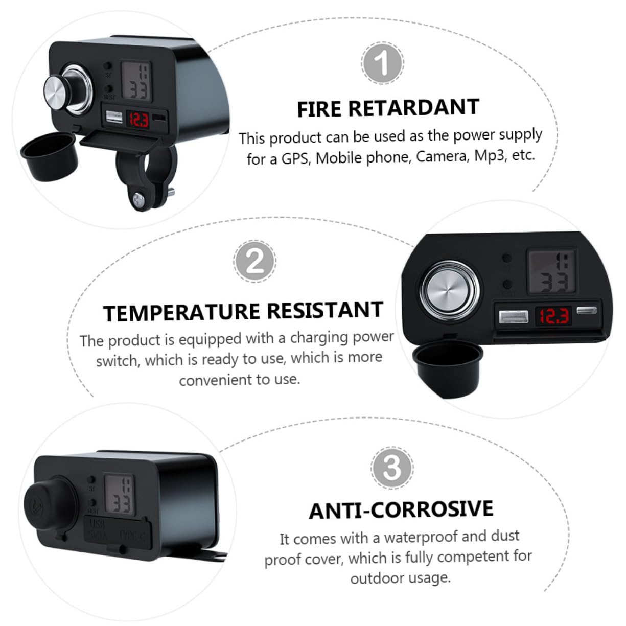 Amazon.com: FELTECHELECTR 12v Motorcycle USB Charger with Cigarette Lighter  Adapter Voltmeter Mobile Power Supply for Phones Mps and More Cable with  Switch : Automotive