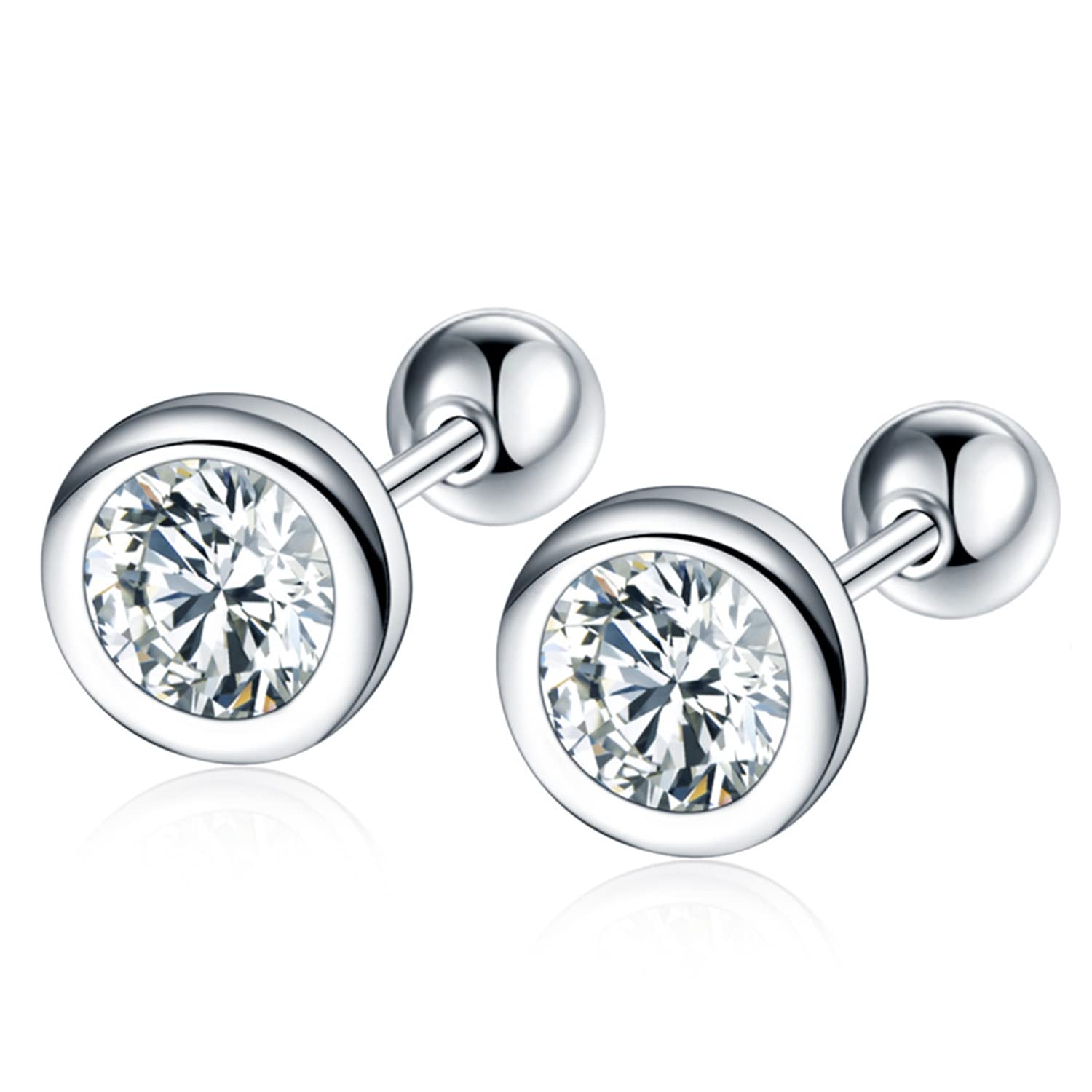 American Diamond Studded Silver Plated Stud Earrings Fashion Stylish Jewellry Gift For Girls & Women (PX8E160) - Valentines Gift for Her-image-0