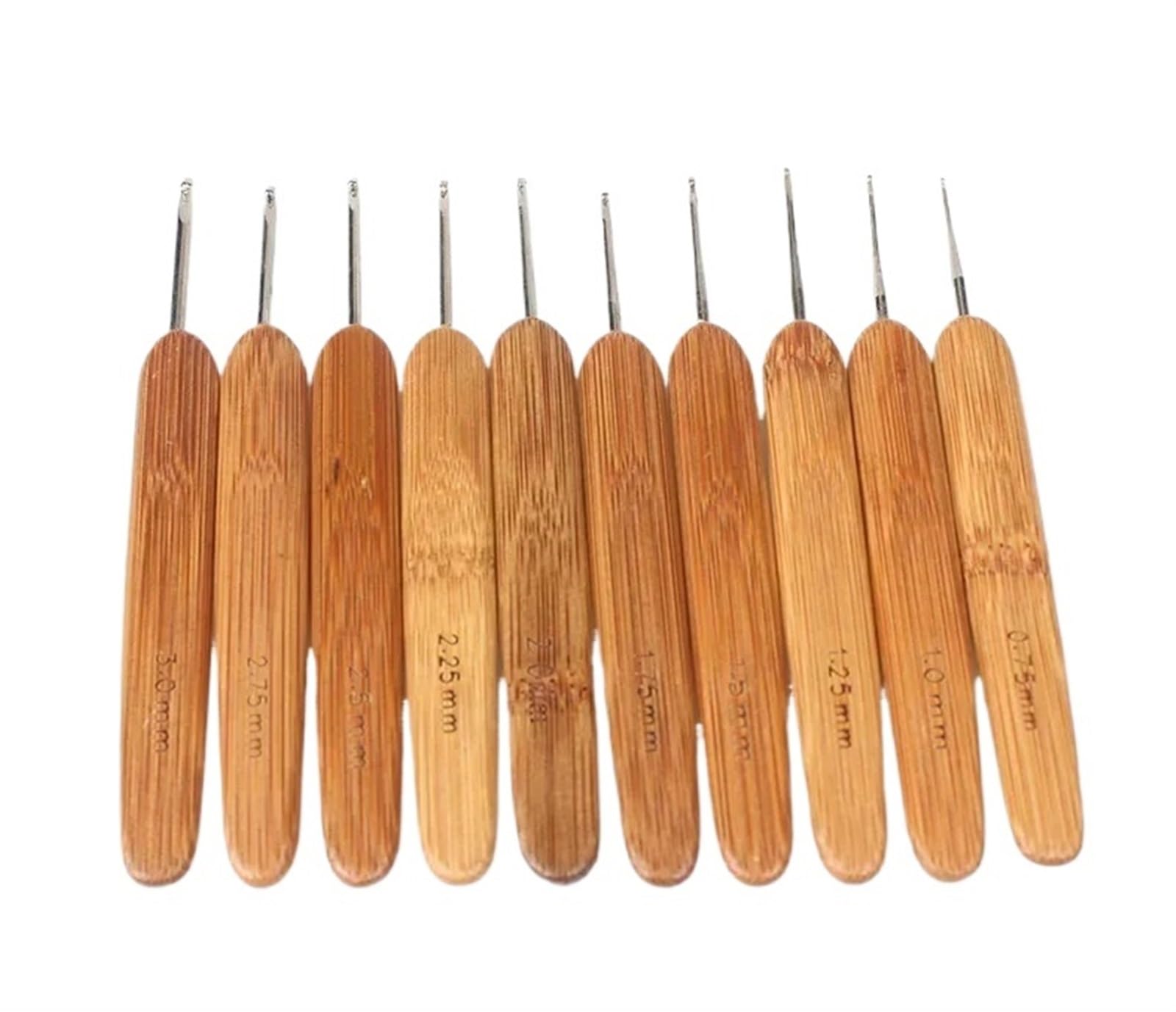L6NqIAG Crochet Kit Bamboo Crochet Knitting Needles Hooks Yarn Weave Handle Hook DIY Tools Sewing Accessories Lace Craft Needle 0.75mm-6.0mm(0.75-3.0mm-10pcs)