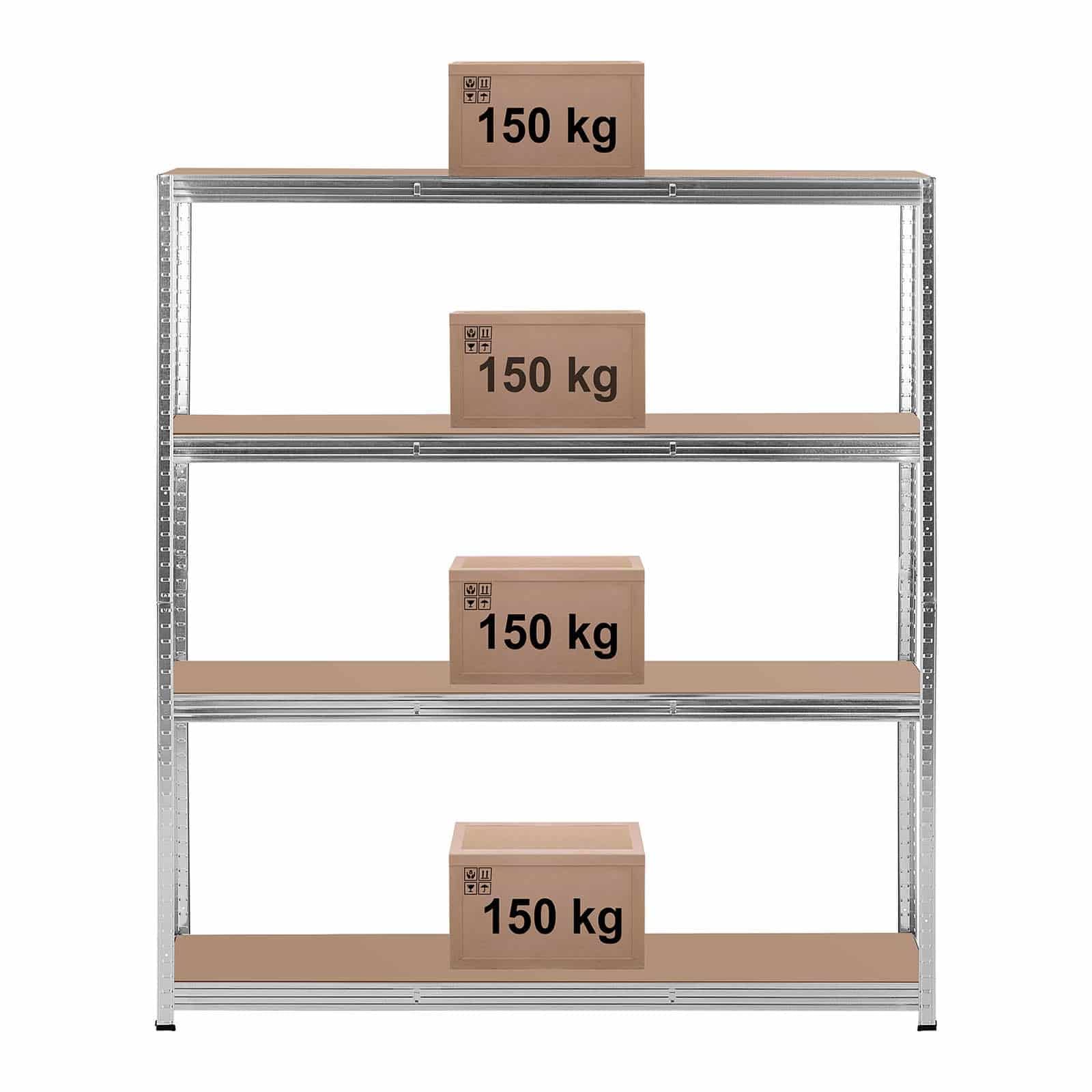 MSW MSW-STSH-34 Schwerlastregal 160 x 40 x 180 cm für 4 x 150 kg Grau Metallregal Kellerregal