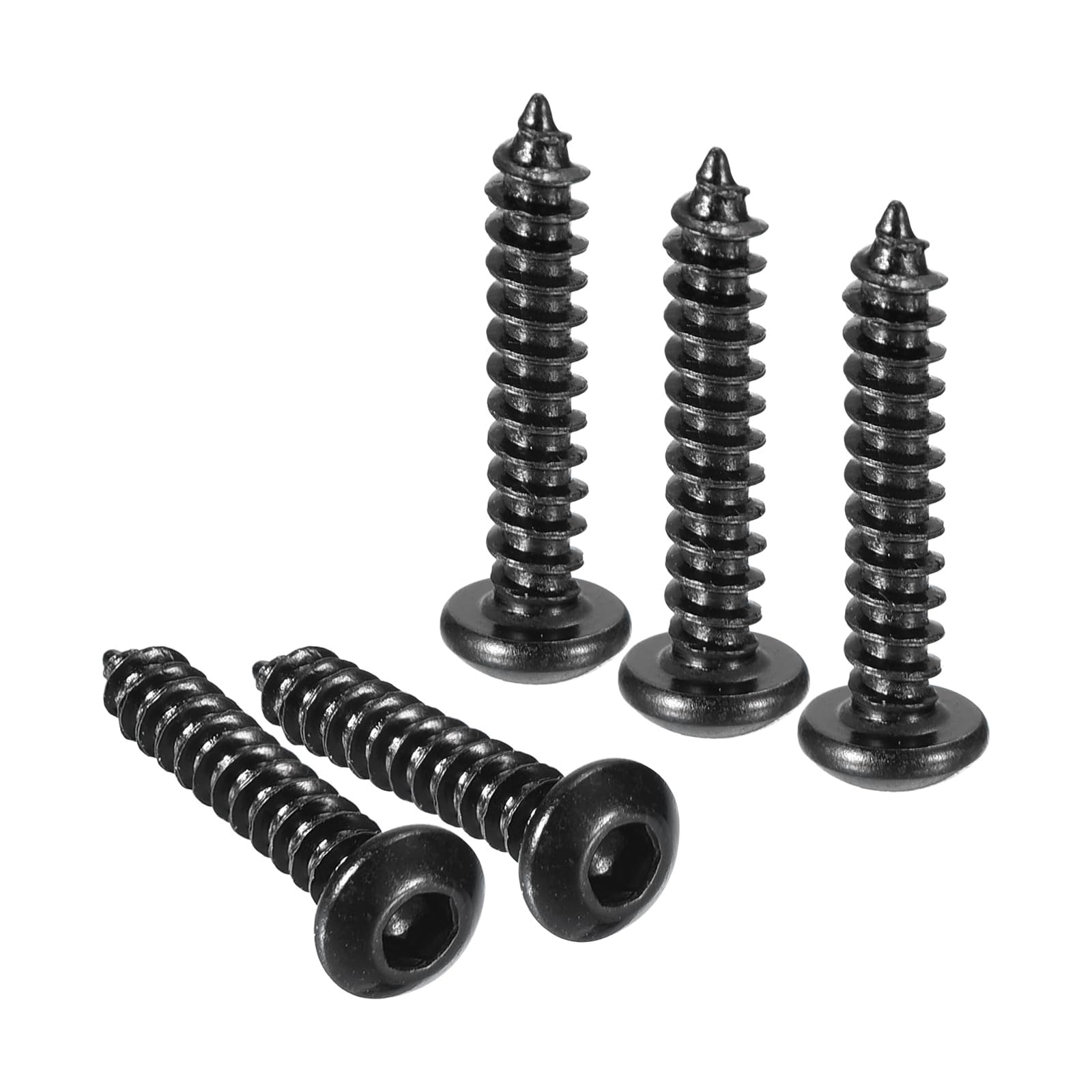 TA-VIGOR M3 Hex Socket Self Tapping Screws 16mm, Black Carbon Steel Pan Head Wood Screws for DIY, Furniture Assembly, Building Materials and Industrial Use