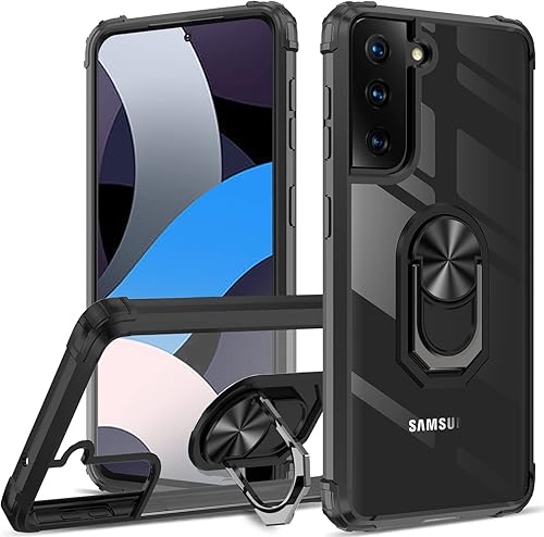 Miniatura 9 de Funda transparente con función atril para Samsung Galaxy S21 FE 5G, protección contra caídas para Galaxy S21 Fe, parachoques flexible + parte