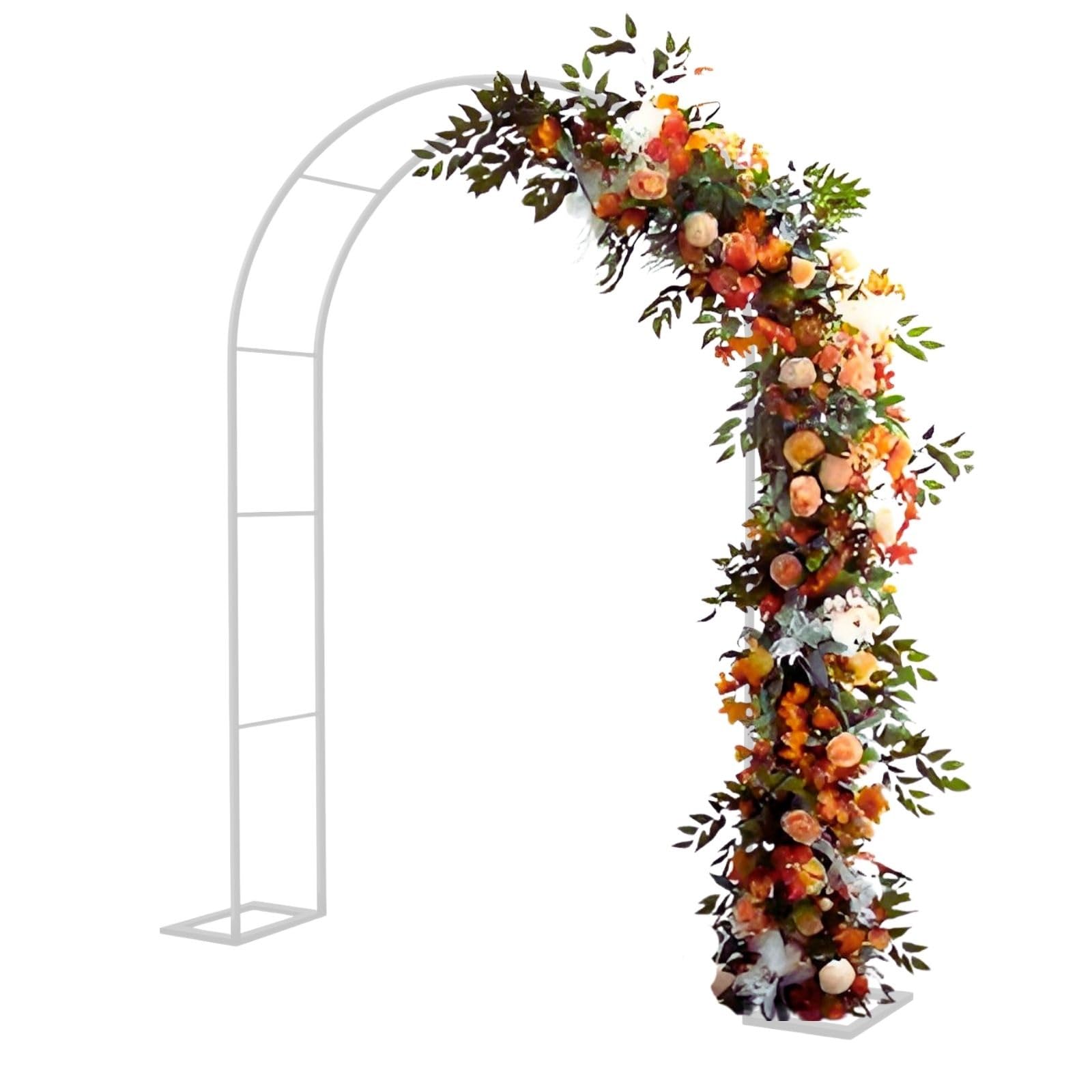 Arco da Giardino in Metallo Robusto, Ideale per Matrimoni all'aperto, con Base, Realizzato in Resina Resistente agli Agenti atmosferici, con Larghezza Regolabile da 0,8 a 3,5 Metri (Bianco,