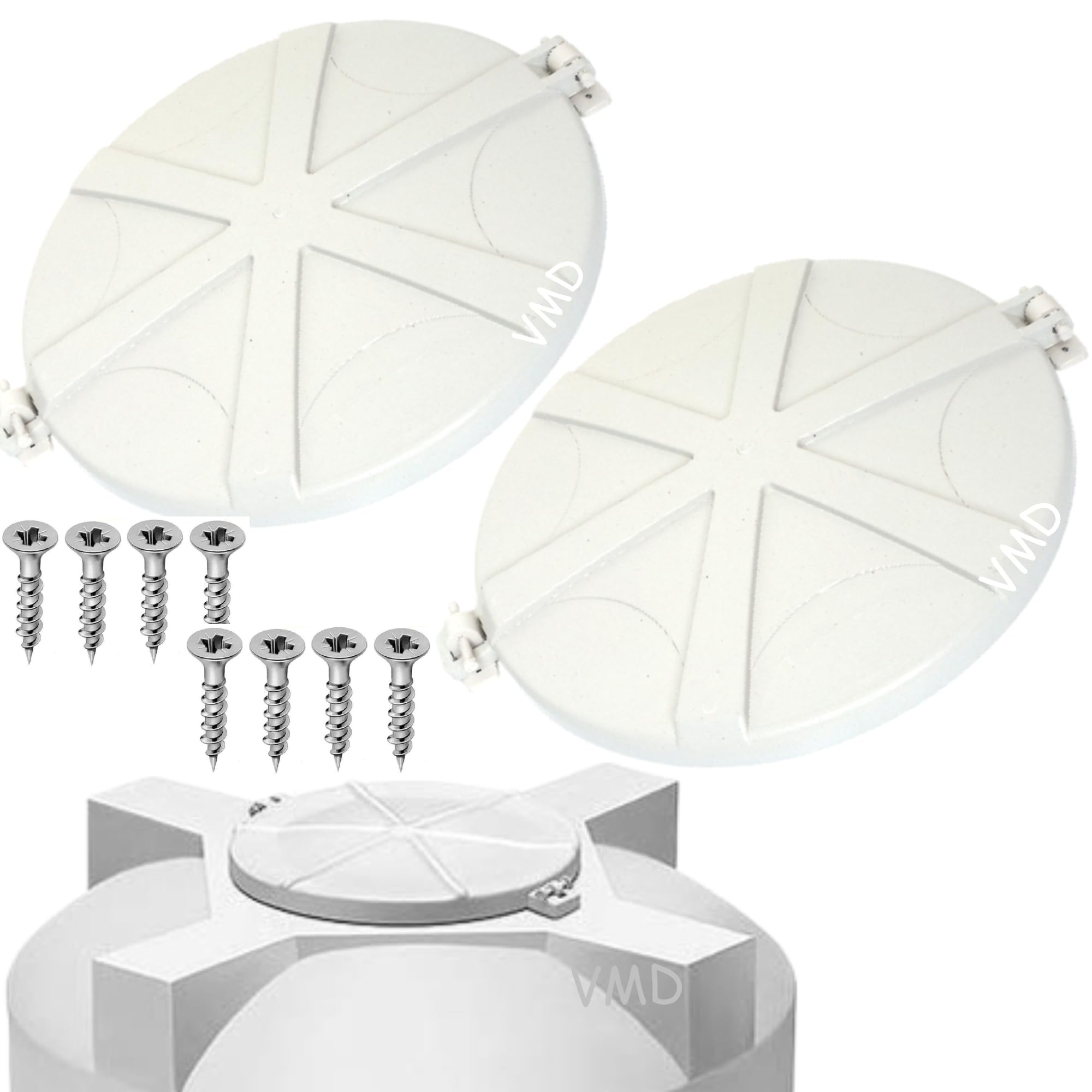 VMD, All In One WHITE Water tank lid (19.5") Hinge Type, virgine, Pure Unbreakable, Durable, for 500/750/1000/1500/2000 ltr. tank (PACK OF 2)