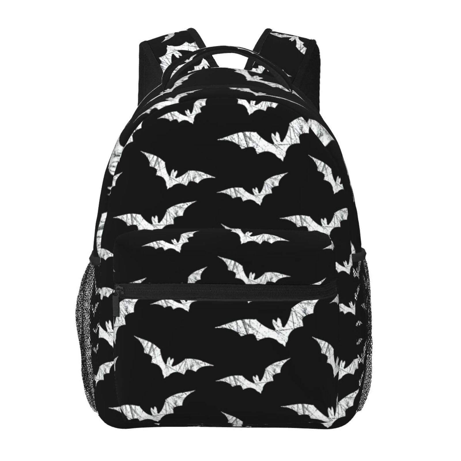 Prylqks Unisex Gothic-7 Gothic Goth Horror Backpack,Fashion Bat Pattern Daypack Computer Backpacks Bookbag For Men Women