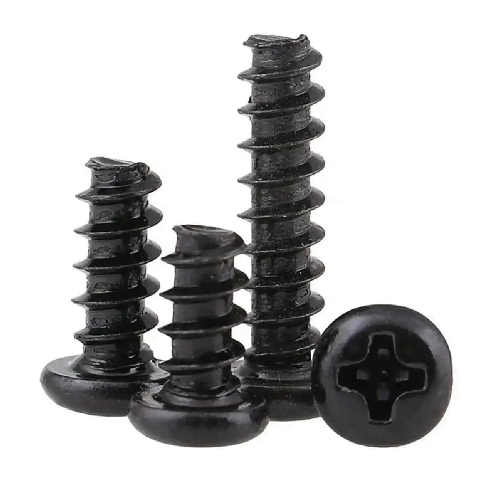 Viti, viti autofilettanti, Viti autofilettanti a testa cilindrica Phillips M1.4-M4 a testa tonda a croce con estremità piatta nichelate/zincate nere 20 pezzi(Black Zinc Plated 20pcs,M2.3x4mm)