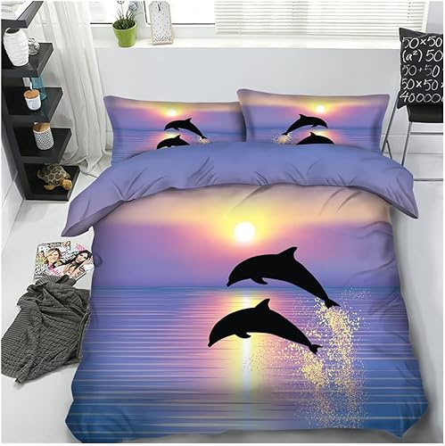 Juego de cama de 3 piezas para niñas, color azul y morado, para niños, tamaño individual, matrimonial, Queen, King, para adultos, con funda de