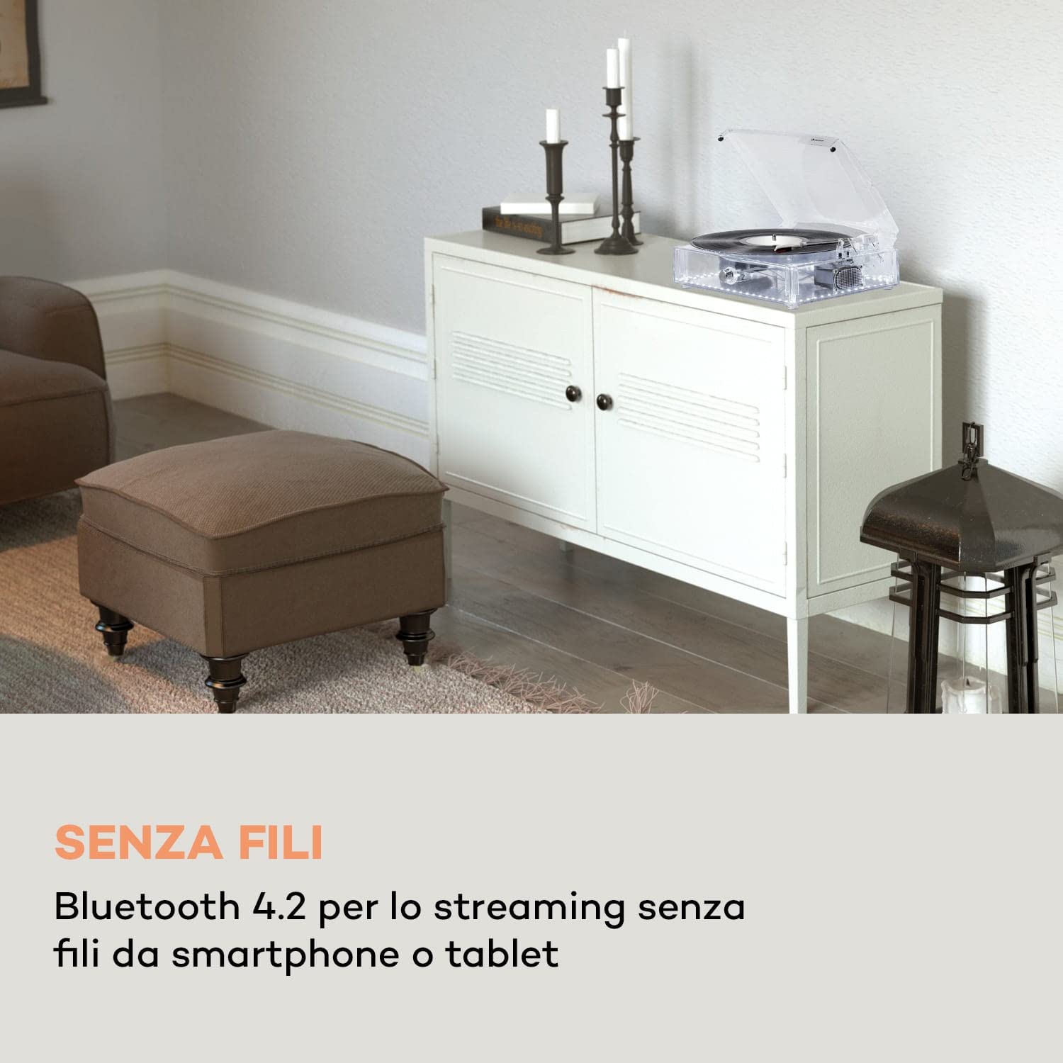 Auna ClearTech - Giradischi, giradischi per vinili con altoparlante stereo, 33/45/78 giri, giradischi Bluetooth