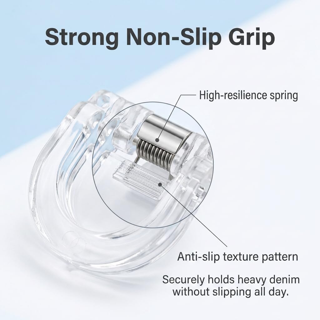 30 PCS Pant Clips for Long Pants,Invisible Pant Cuff Clips for Long Trousers,No Sew Temporary Fabric Holders to Shorten Jeans Length Reusable Jean Tightening Clamps Transparent image 3