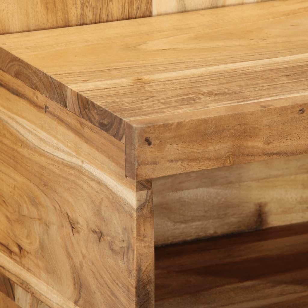 Wandmontierter Nachttisch aus Akazienholz mit Stauraum für Schlafzimmer, Robuste Hängeregale für Bücher und Accessoires, Einzigartige Maserung, Vielseitige Wandkonsole