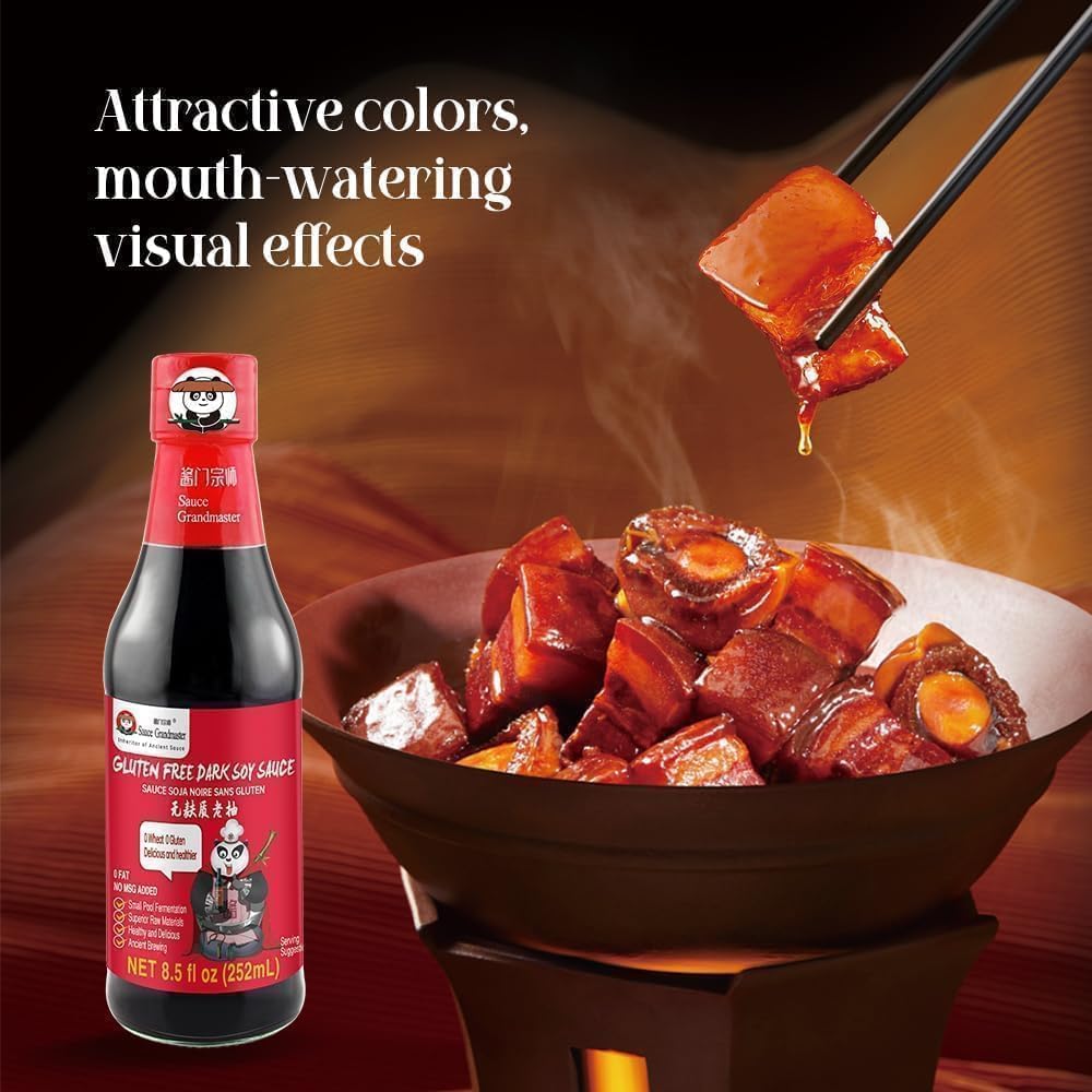 Healthy Gluten-Free Chinese Dark Soy Sauce | 1400 Years of Natural Brewing | No Preservatives, Non-GMO, Wheat-Free | Ideal for Stir-Fry, Stews, Pickling & Food Coloring (8.5 fl oz, 1 Pack) - Sauce Grandmaster - Image 6