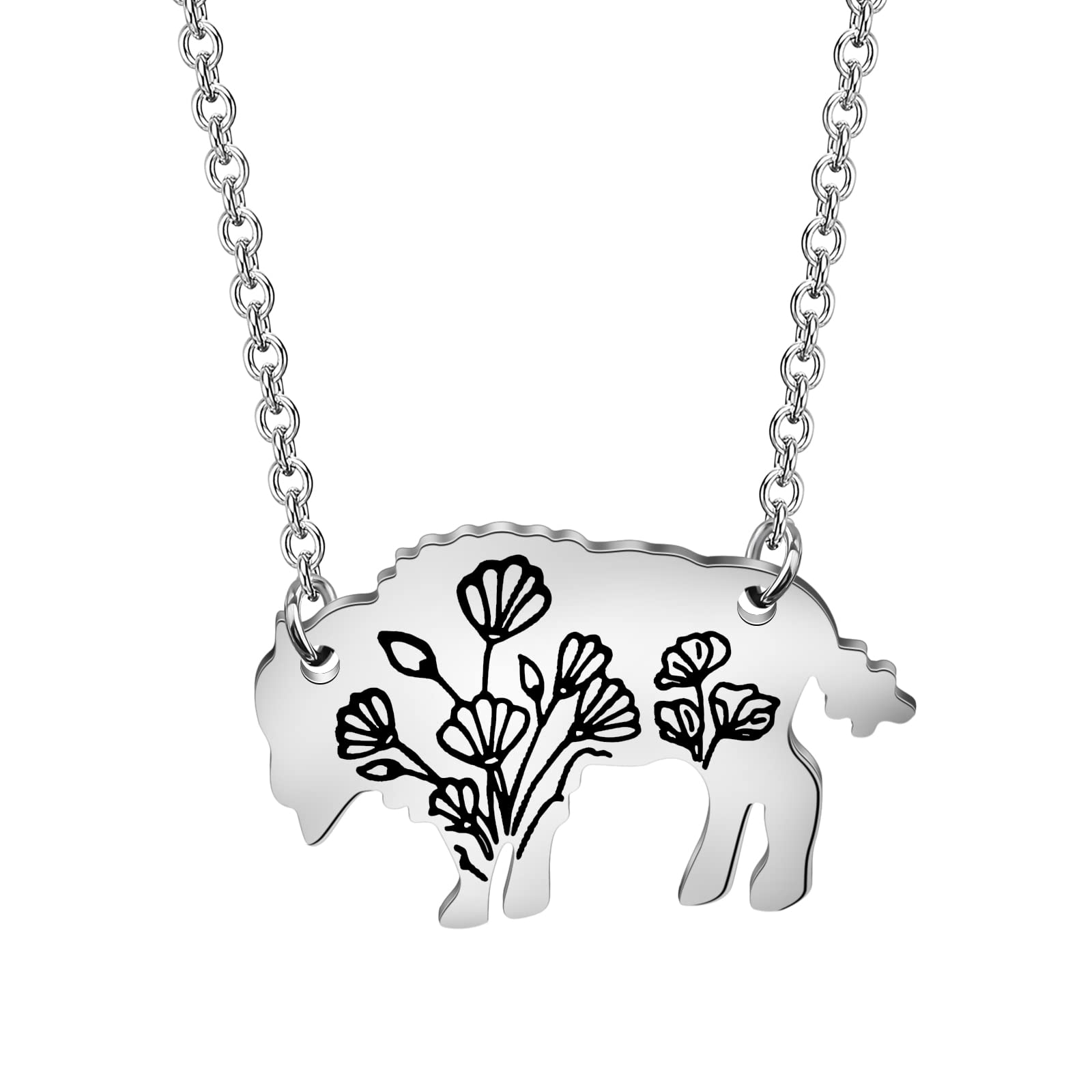 Lywjyb BirdgotWildflower Bison Necklace Buffalo necklace for Girl Women Mother