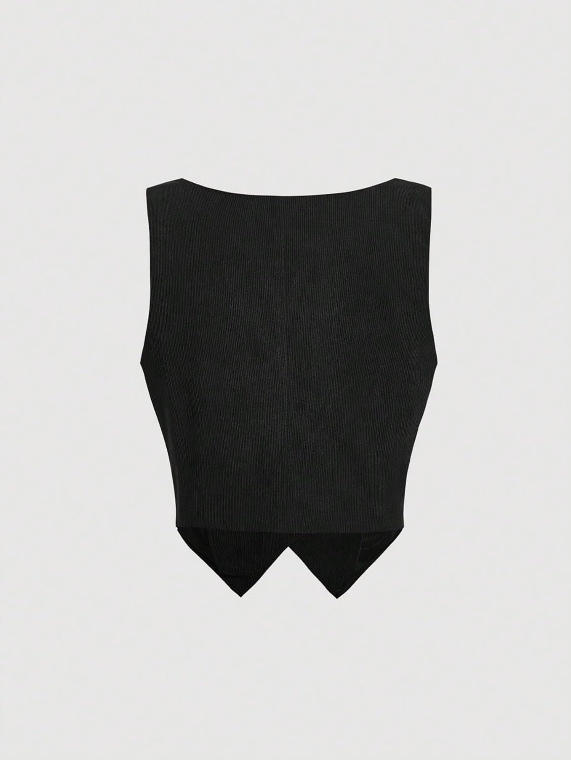 Verdusa Women's Button Front Scoop Neck Sleeveless Patch Pocket Crop Vest Blazer Jacket - Image 2