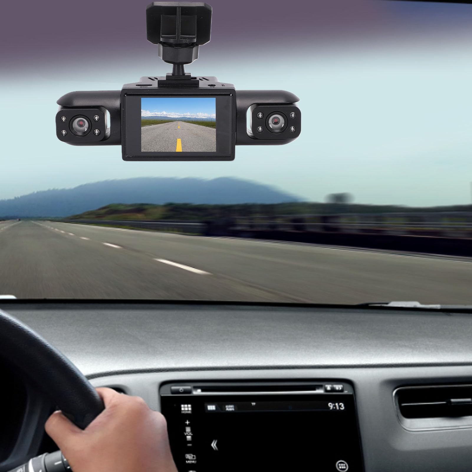 Dash Cam 4K a 4 Canali, Telecamera Anteriore HD 1080p Posteriore Sinistra Destra con Visione a 360° Grandangolare, Schermo da 2", Registrazione in Loop, per Camion SUV (64GB)
