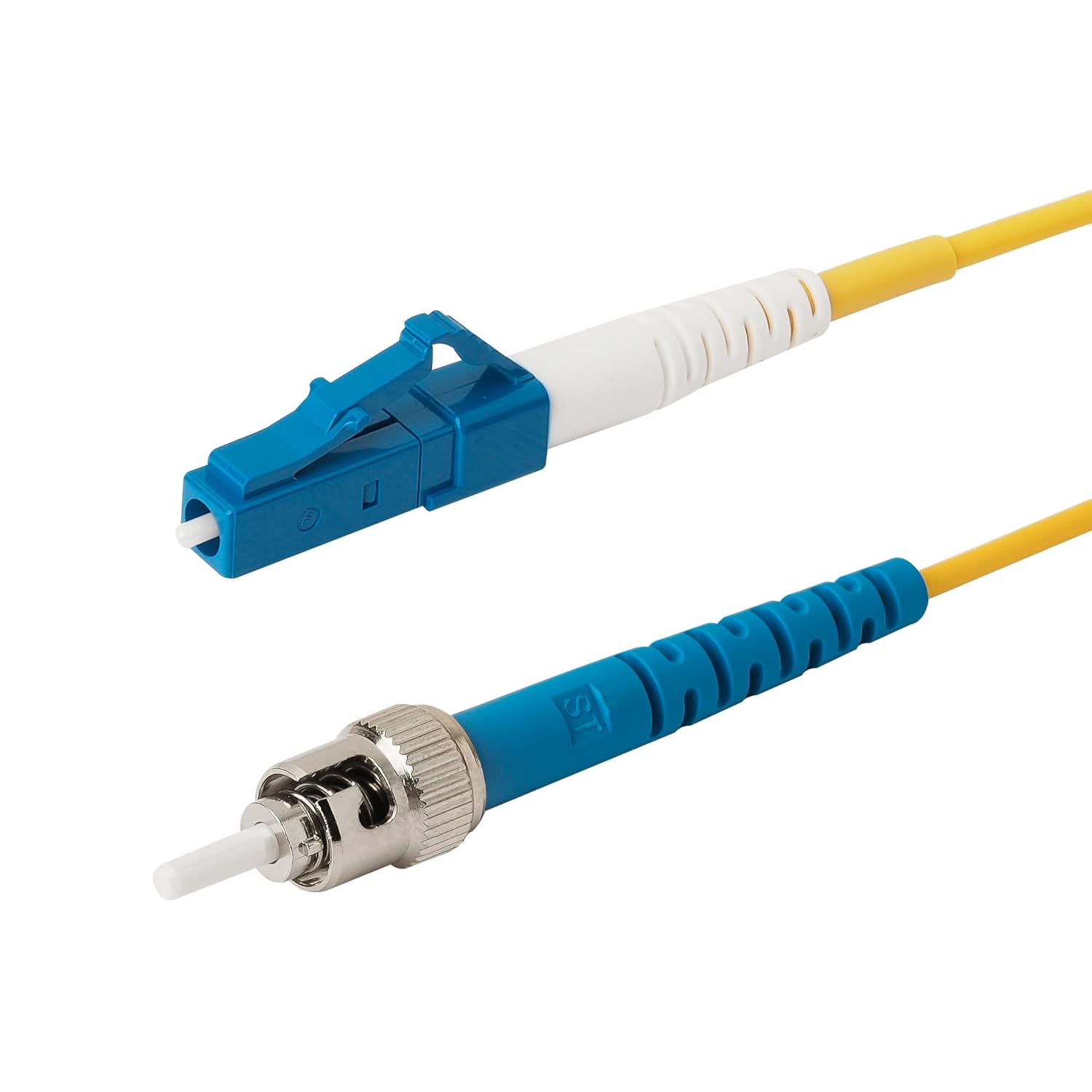 SpeedyFiberTX 2-Pack 7 Meter LC/UPC to ST/UPC 3.0mm Simplex Yellow Riser OFNR Fiber Patch Cable, Corning SMF-28 Singlemode 9/125um OS1/OS2 Compatible Ultra Optical Fiber
