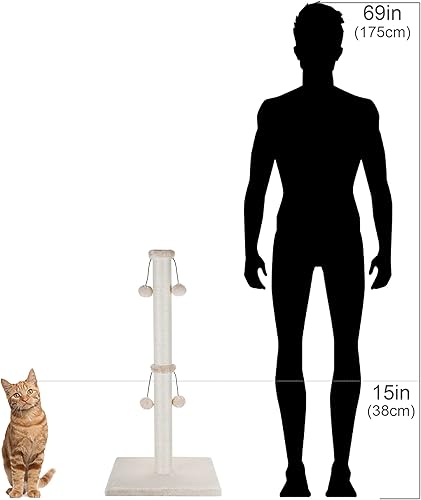 Miniatura 7 de Dimaka Poste rascador para gatos de 34 pulgadas, Poste rascador para gatos, Rascador para gatos grandes con pelota de juguete tentadora, Sisal