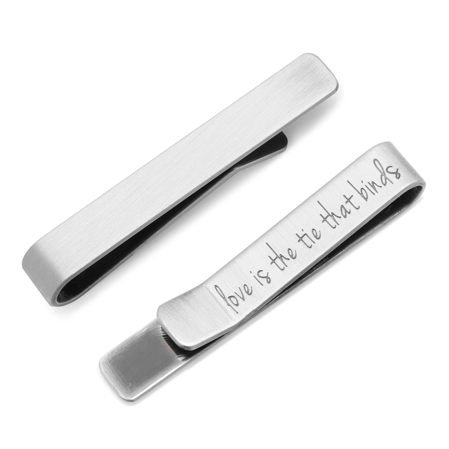 Ox & Bull Trading CompanyOx and Bull Hidden Message Silver Plated Tie Bar (\"Love Is The Tie That Binds\")