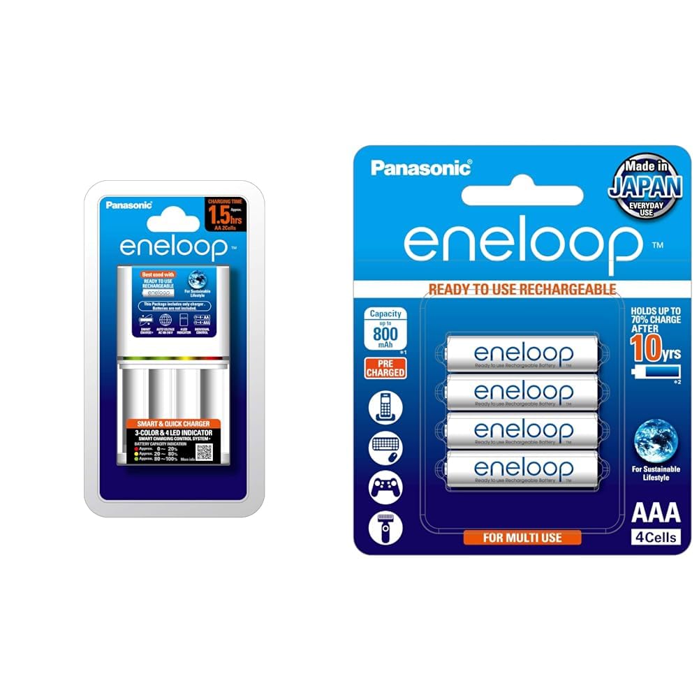 Panasonic Eneloop CC55N Smart and Quick Charger for AA & AAA Rechargeable Batteries,Input AC100V‐240-image-35