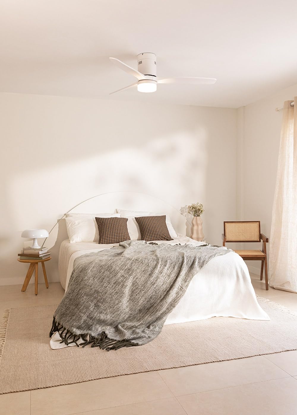 CREATE / WINDCALM M/Deckenventilator ABS mit Beleuchtung Weiß mit Fernbedienung und Wandschalter / 40W, Leise, Ø132cm, 6 Geschwindigkeiten, Timer, DC-Motor, Sommer-Winterbetrieb