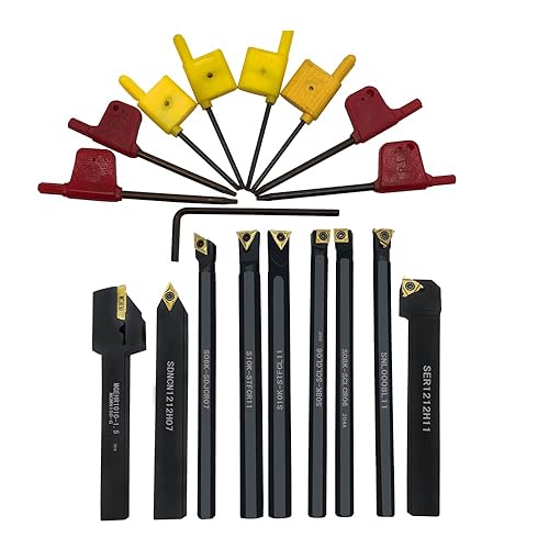 Juego de 27 piezas de barra de perforación de torno indexable, 9 piezas de 12 pulgadas, 38 pulgadas, 516 pulgadas, soporte de herramientas de torno
