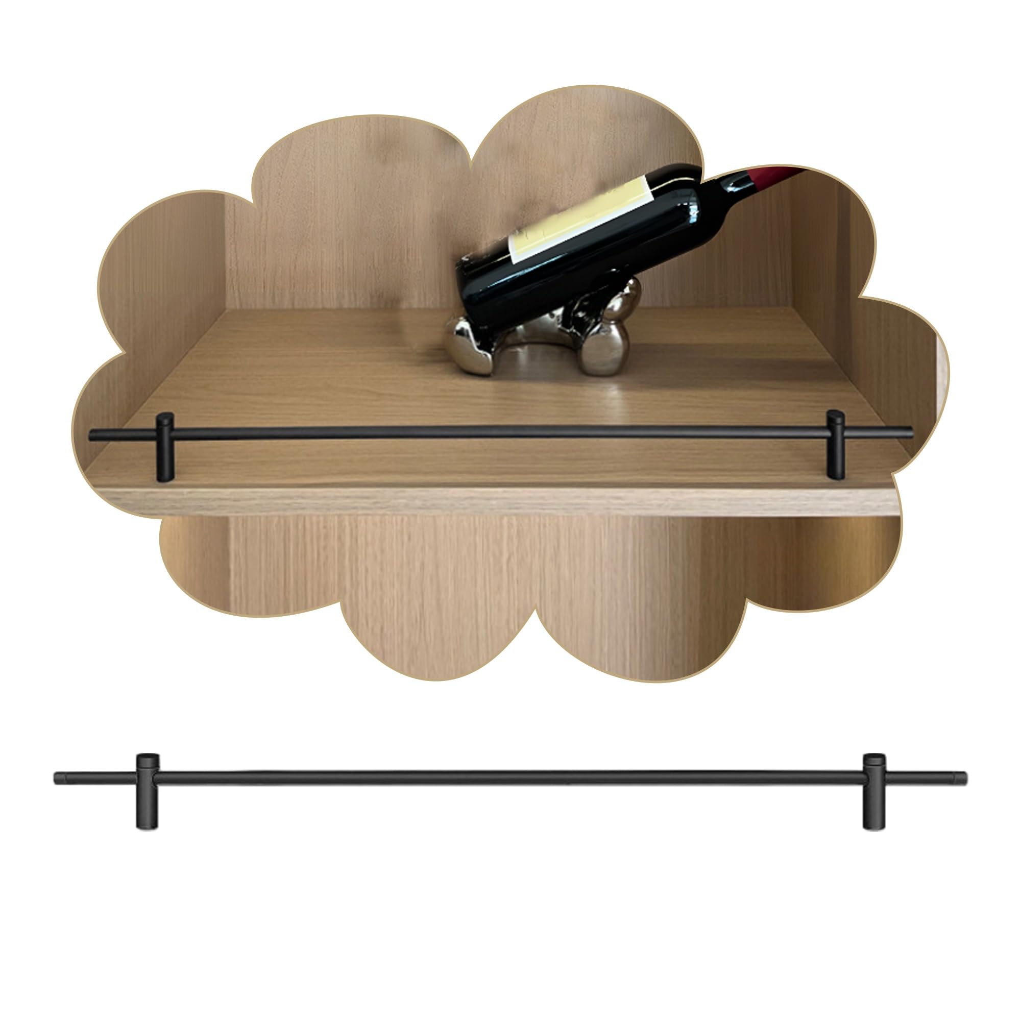 NIUSABOU Aluminum Shelf Guard, Aluminum Alloy Shelf Guard Rail for Wood Shelves Multicolor Multiple Sizes(Black,32in/81cm)
