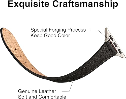 Miniatura 3 de STIROLL Correas delgadas de cuero compatibles con Apple Watch Band de 1.49, 1.57, 1.61, 1.65 pulgadas (Serie 11 10), correa delgada de cuero de